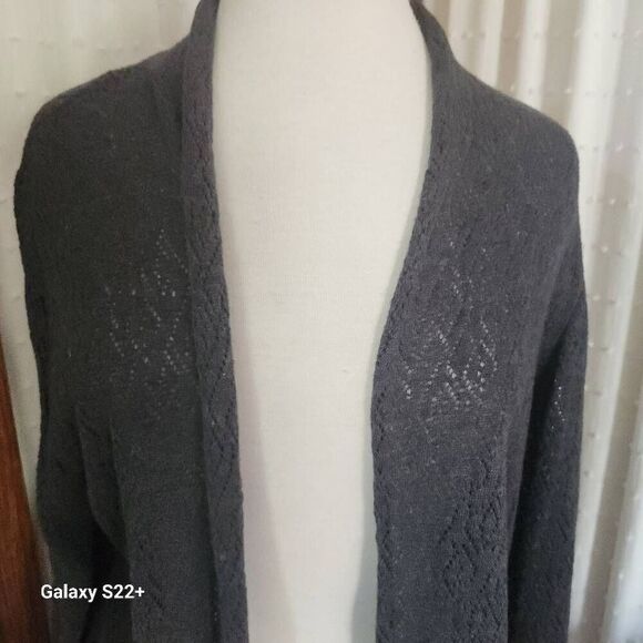 C37 Alfred Dunner gray open front cardigan - Picture 2 of 7